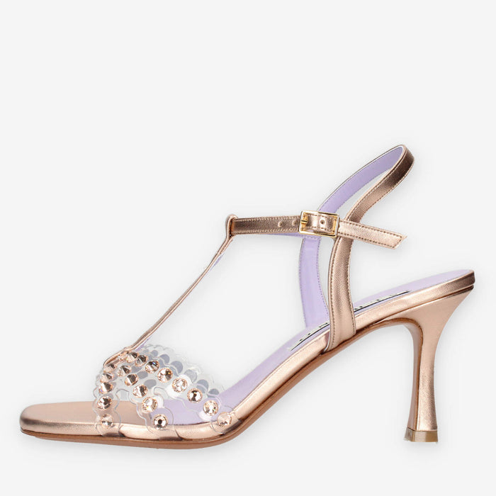 Albano Sandali da donna rame con pietre e tacco