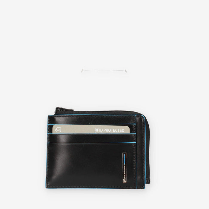Piquadro Bustina nera con portamonete , documenti e carte di credito