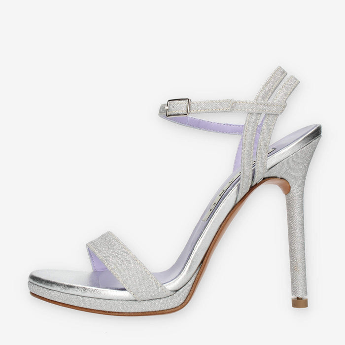 Albano Sandali in tessuto glitterato argento