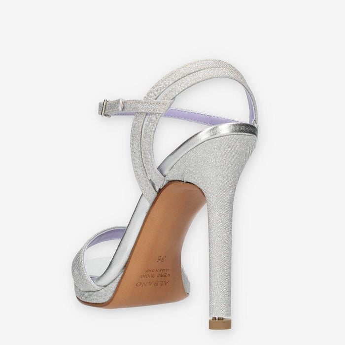 Albano Sandali in tessuto glitterato argento