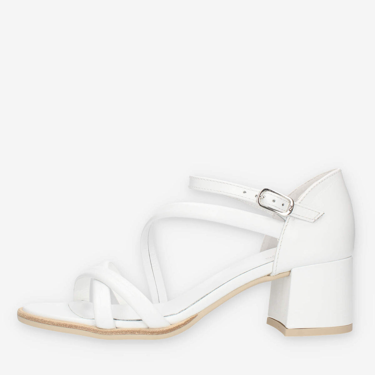 Nero Giardini Sandali bianchi da donna con tacco largo rivestito