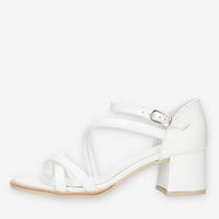 Nero Giardini Sandali bianchi da donna con tacco largo rivestito