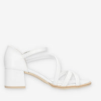 Nero Giardini Sandali bianchi da donna con tacco largo rivestito