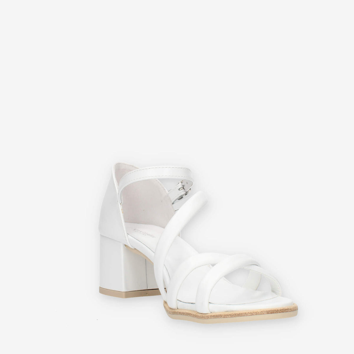 Nero Giardini Sandali bianchi da donna con tacco largo rivestito