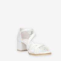 Nero Giardini Sandali bianchi da donna con tacco largo rivestito