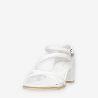 Nero Giardini Sandali bianchi da donna con tacco largo rivestito