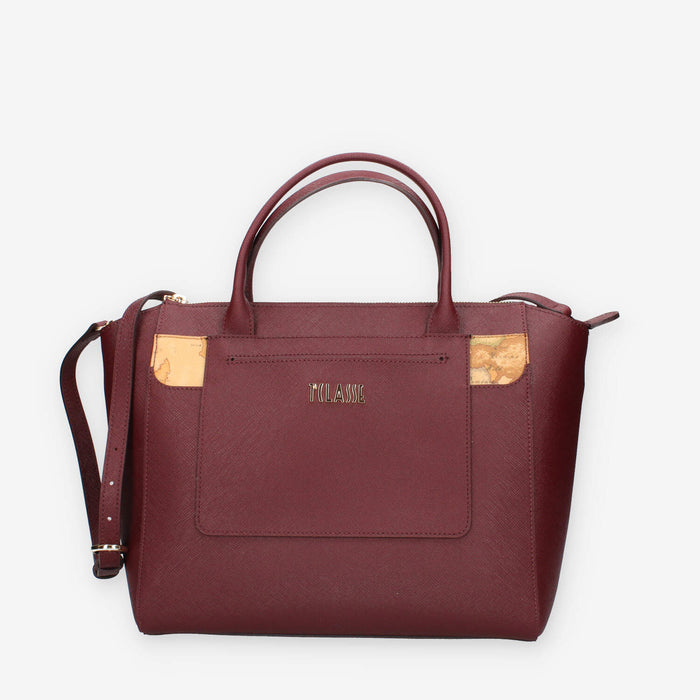 Borsa a Mano Elegante in Pelle Bordeaux - Alviero Martini Prima Classe
