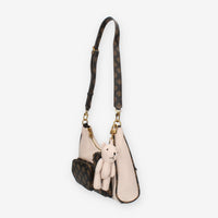 Guess Utility Borsetta a spalla rosa e logato marrone con pendente