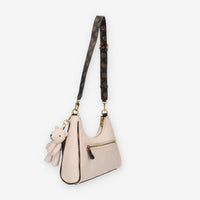 Guess Utility Borsetta a spalla rosa e logato marrone con pendente