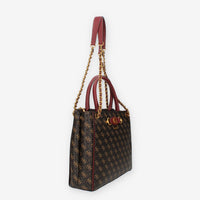 Guess Izzy Borsa a spalla a tre scomparti bordeaux e marrone logata
