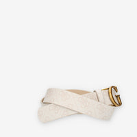 Guess Cintura da donna logata beige con fibbia G