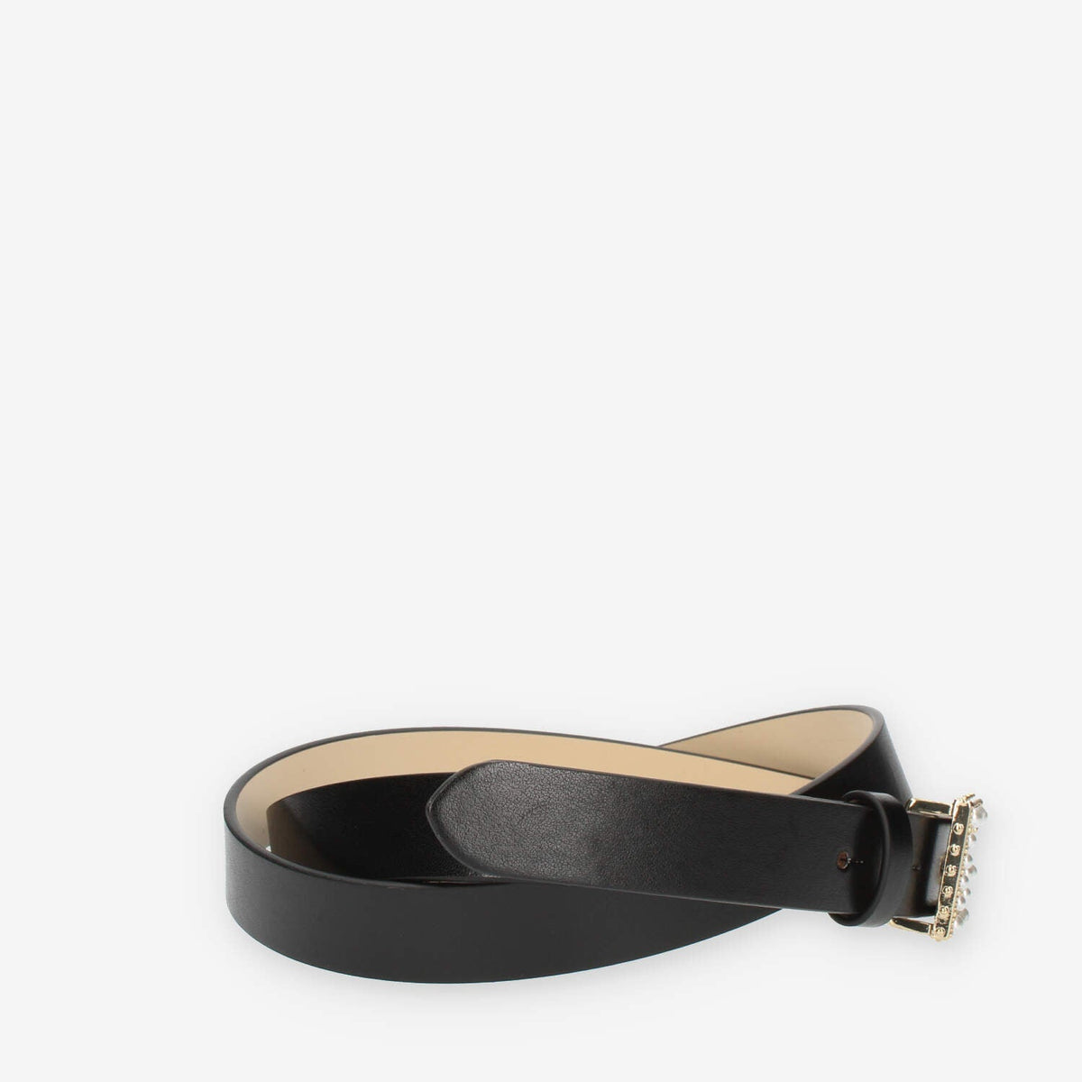Guess Cintura da donna nera con fibbia G con perle