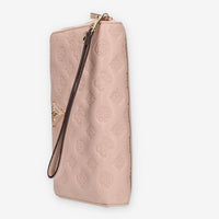 Guess La Femme Portafogli rosa logato con zip e polsiera