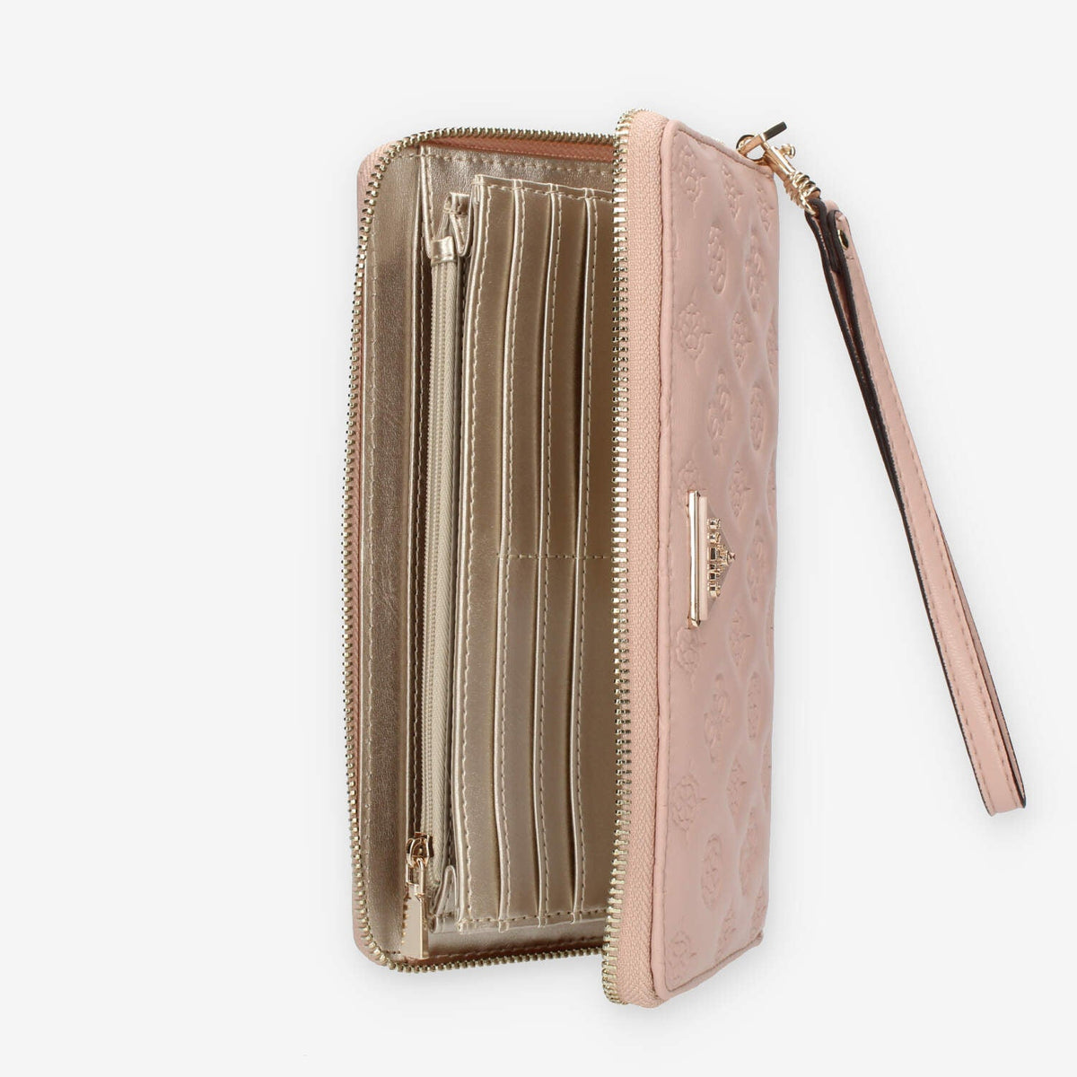 Guess La Femme Portafogli rosa logato con zip e polsiera