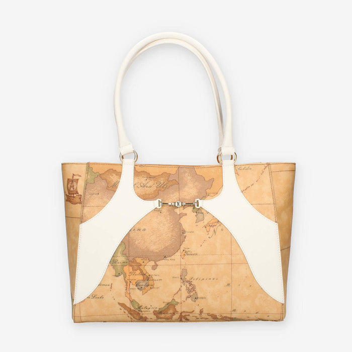 Alviero Martini Prima Classe Borsa modello shopping Geo Classic e avorio