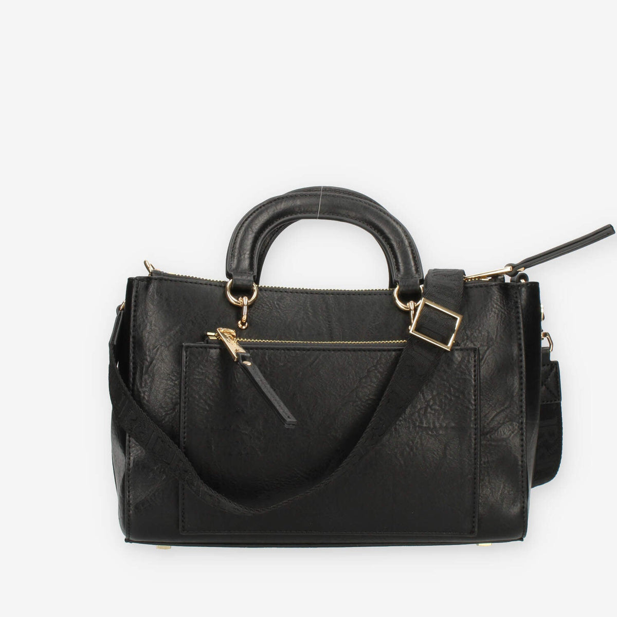 John Richmond Borsa a mano a 3 scomparti nera e oro con charm