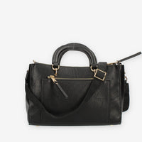 John Richmond Borsa a mano a 3 scomparti nera e oro con charm