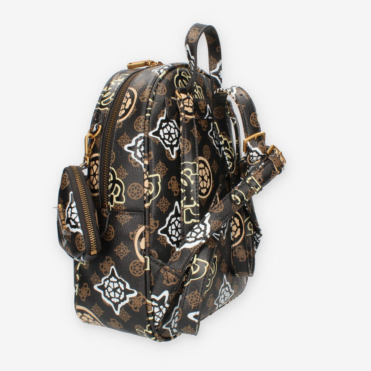 Guess House Party Zaino logato marrone a fantasia