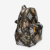 Guess House Party Zaino logato marrone a fantasia