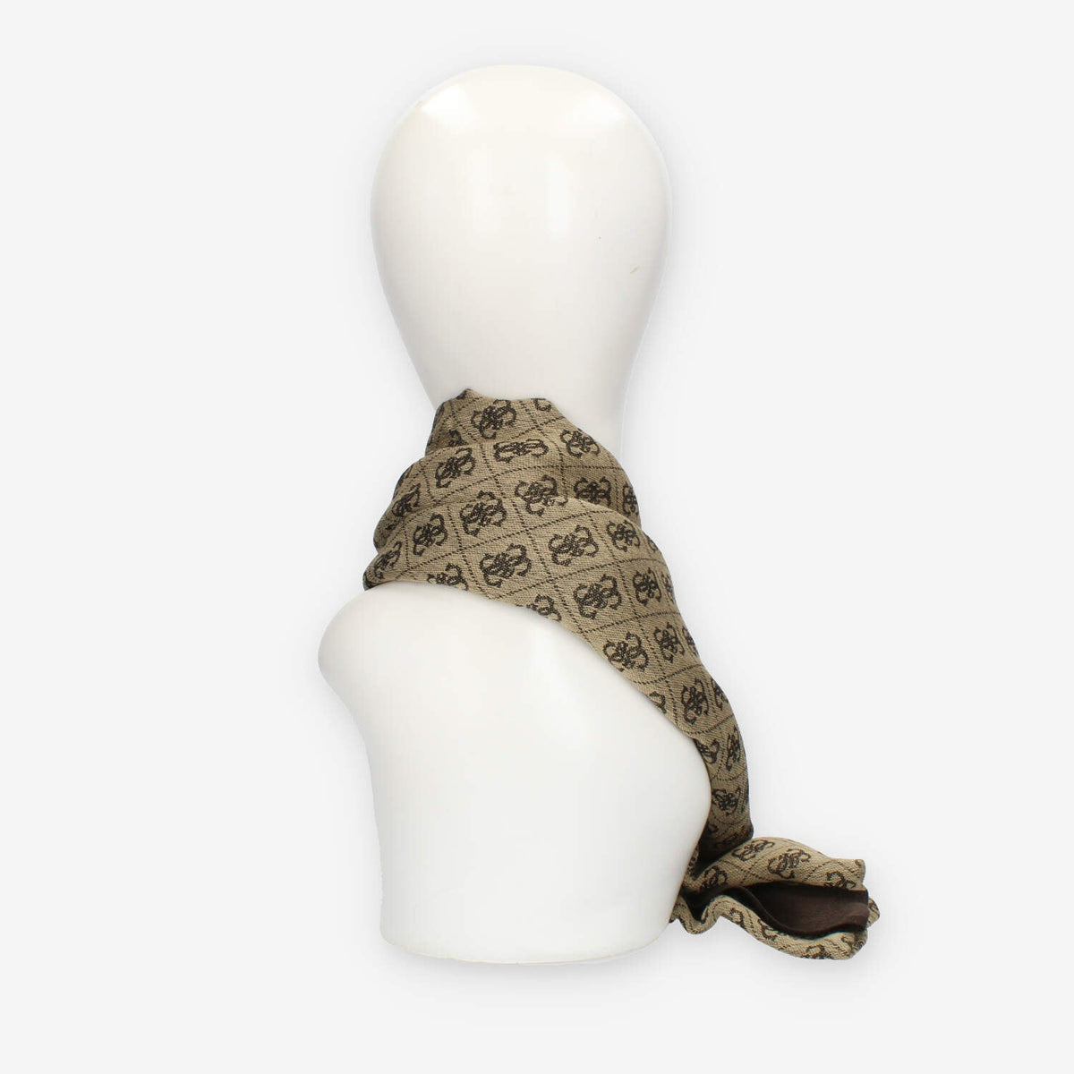 Guess Sciarpa rettangolare beige e marrone logata 70 x 180 cm