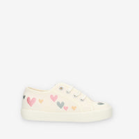 Superga 2750 Kids Easylite Hearts Sneakers avorio con cuori ricamati