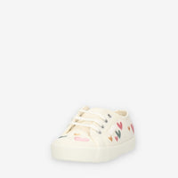 Superga 2750 Kids Easylite Hearts Sneakers avorio con cuori ricamati