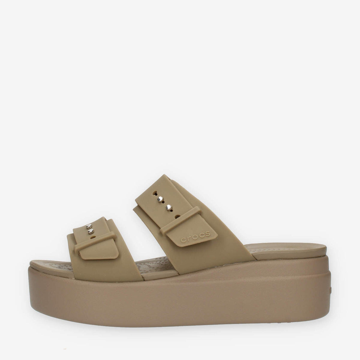 Crocs Brooklyn Buckle Low Wedge W Sandali scalzati taupe