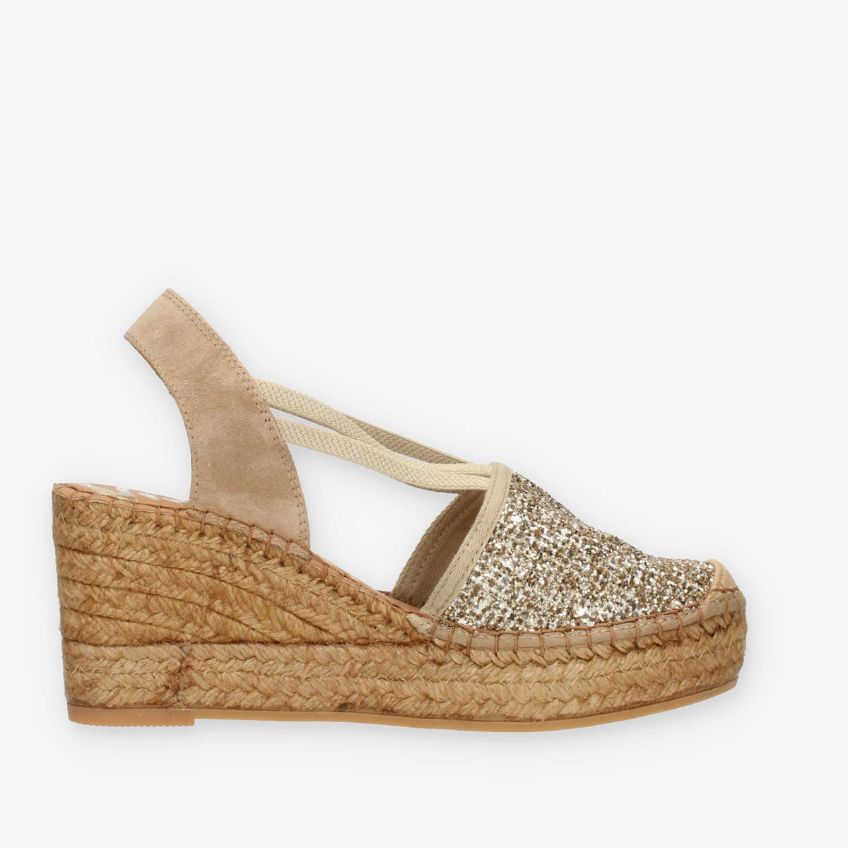 Vidorreta Sandali beige da donna modello espadrillas con glitter