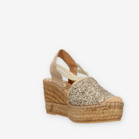 Vidorreta Sandali beige da donna modello espadrillas con glitter