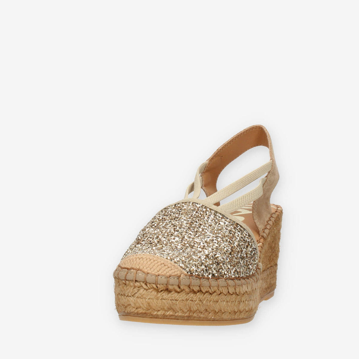 Vidorreta Sandali beige da donna modello espadrillas con glitter