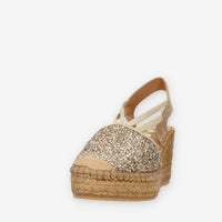 Vidorreta Sandali beige da donna modello espadrillas con glitter