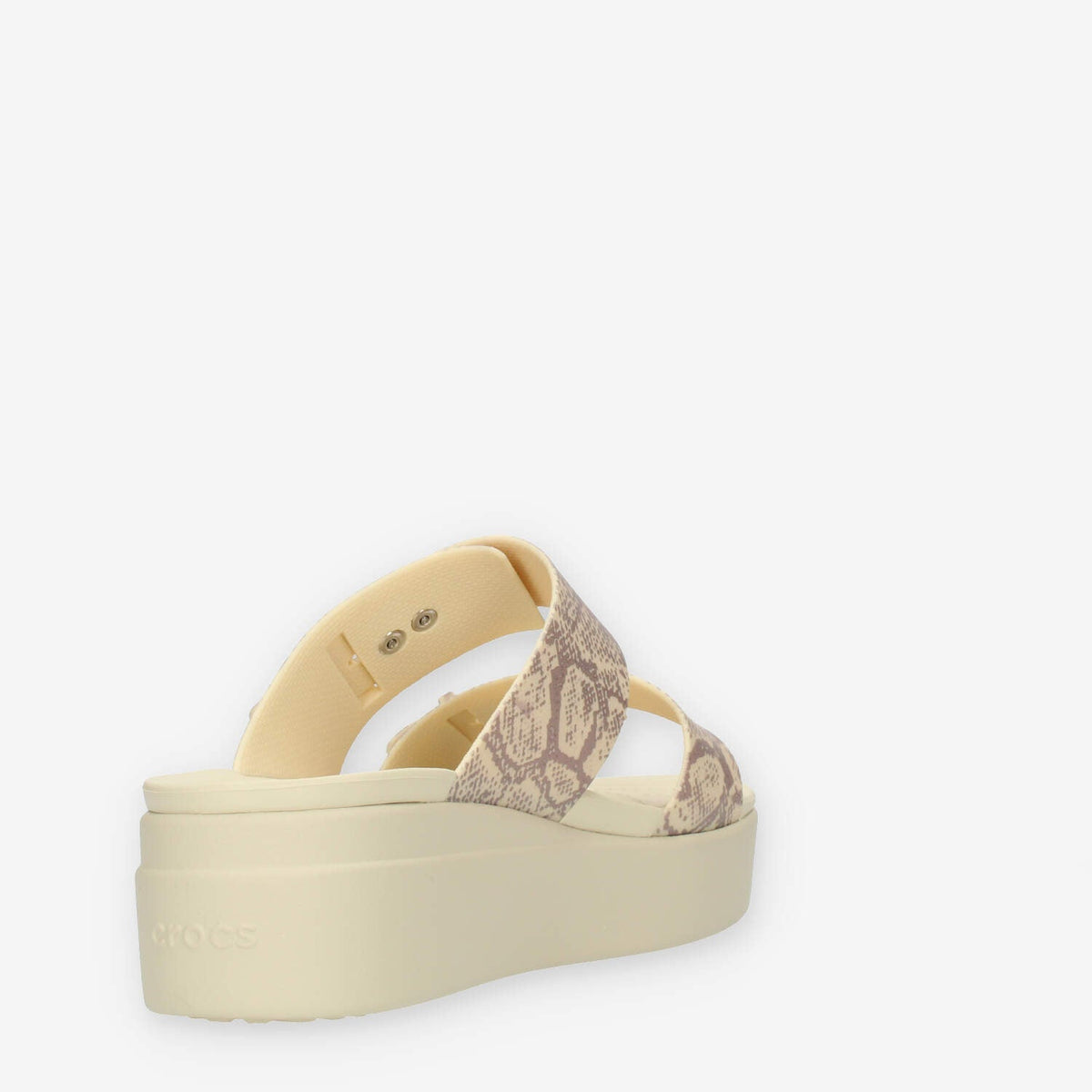 Crocs Brooklyn Snake Buckle Low Wedge W Sandali scalzati beige pitonati