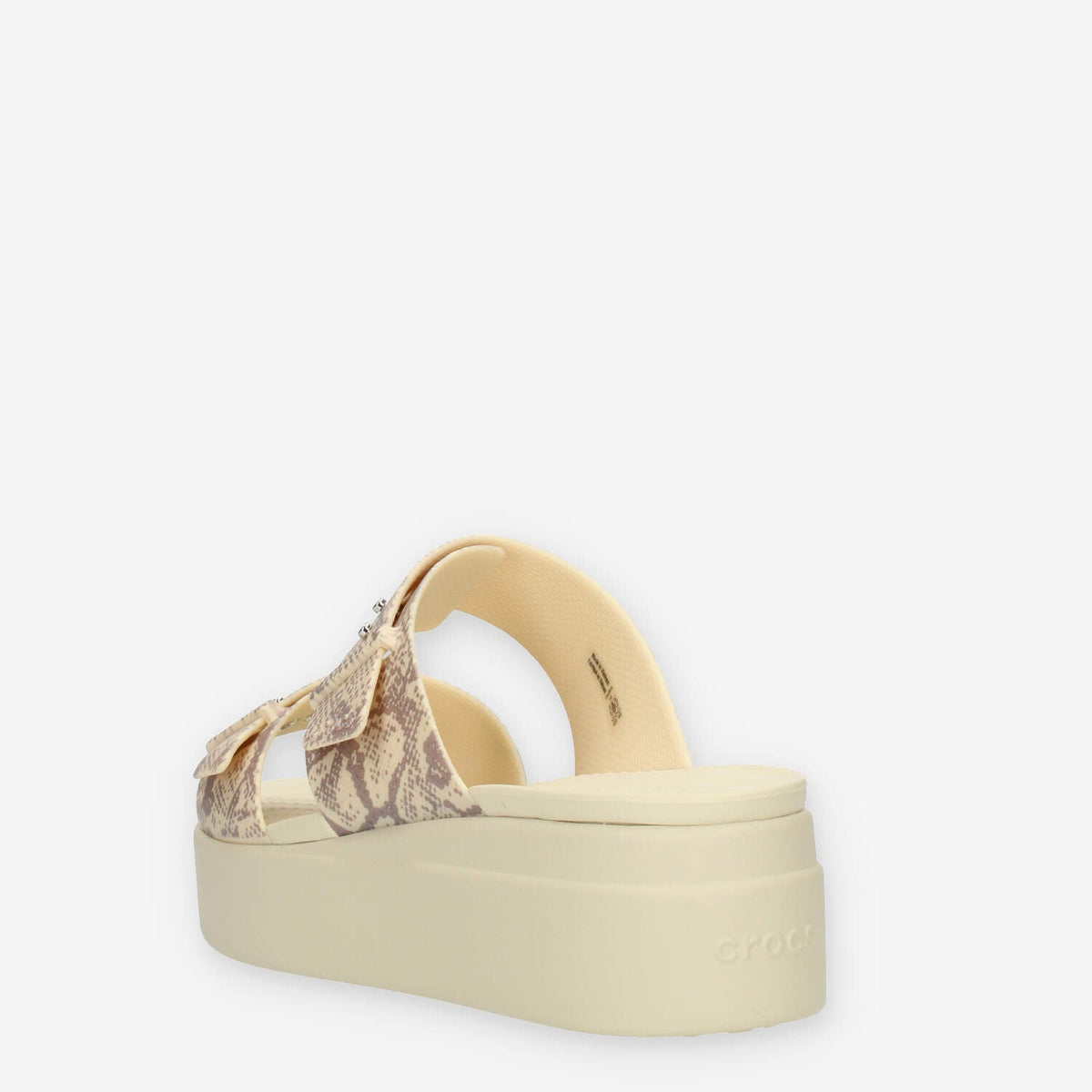 Crocs Brooklyn Snake Buckle Low Wedge W Sandali scalzati beige pitonati