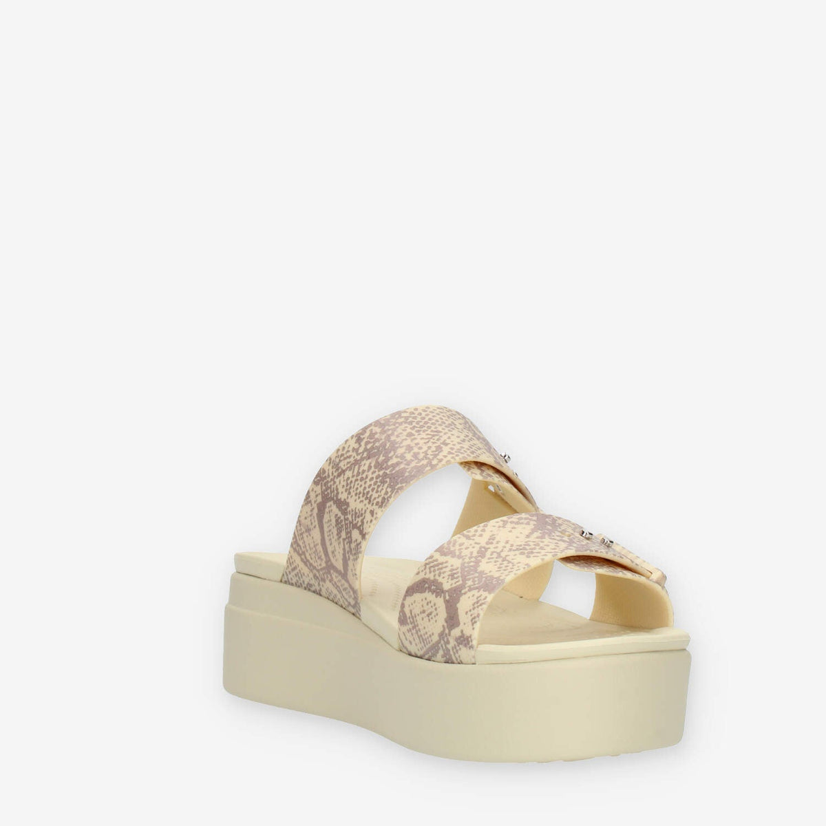 Crocs Brooklyn Snake Buckle Low Wedge W Sandali scalzati beige pitonati