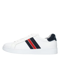 Nero Giardini Sneakers basse bianche da uomo con fascia blu e rossa