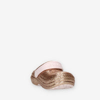 Crocs Classic Lined Glitter Clog Toddler Sandali glitterati oro con ecopelliccia