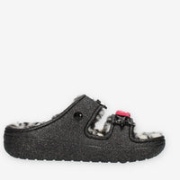 Crocs Classic Cozzzy Disco Glitter Ciabatte glitterate nere