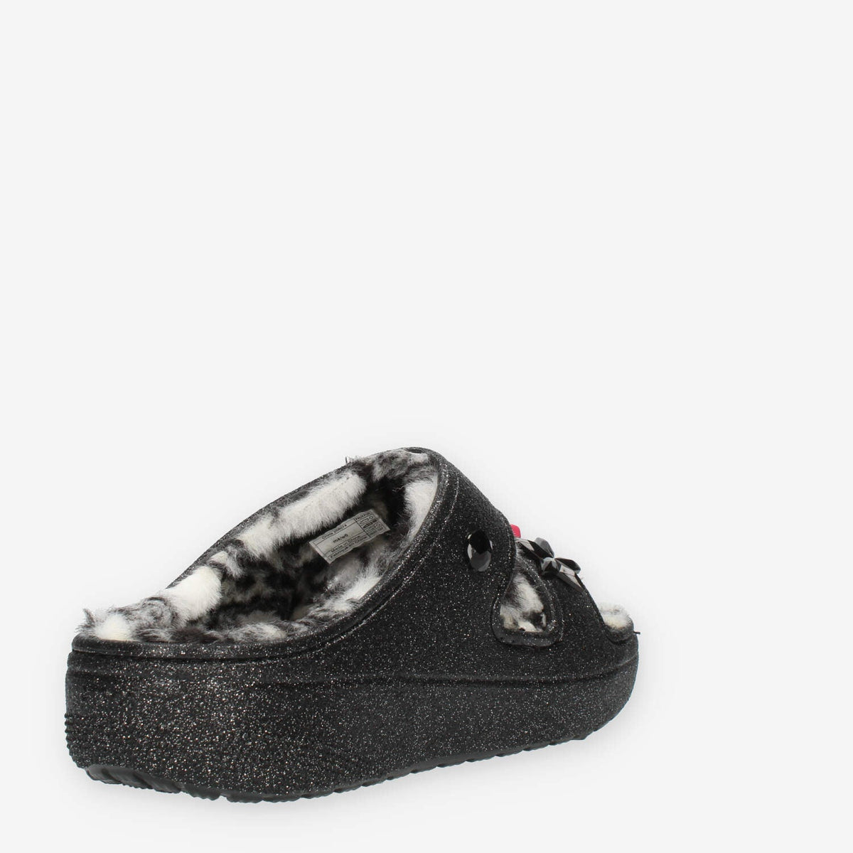 Crocs Classic Cozzzy Disco Glitter Ciabatte glitterate nere