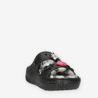 Crocs Classic Cozzzy Disco Glitter Ciabatte glitterate nere
