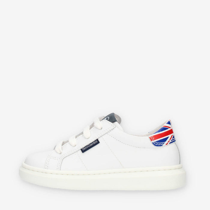 Nero Giardini Sneakers bianche da bimbo con bandiera inglese