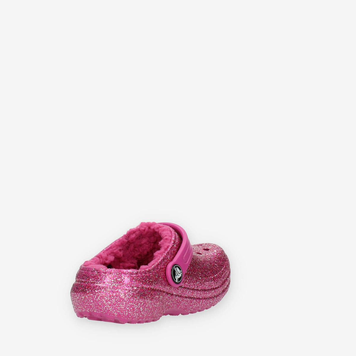 Crocs Classic Lined Glitter Clog Toddler Sandali glitterati fuxia con ecopelliccia