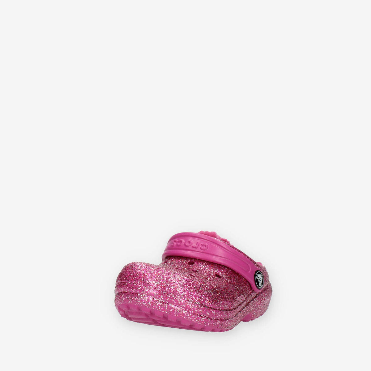 Crocs Classic Lined Glitter Clog Toddler Sandali glitterati fuxia con ecopelliccia