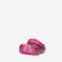 Crocs Classic Lined Glitter Clog Toddler Sandali glitterati fuxia con ecopelliccia