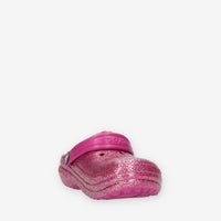 Crocs Classic Lined Glitter Clog Kid Sandali glitterati fuxia con ecopelliccia
