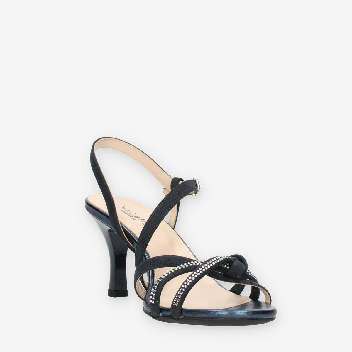 Nero Giardini Sandali blu da donna con tacco e strass