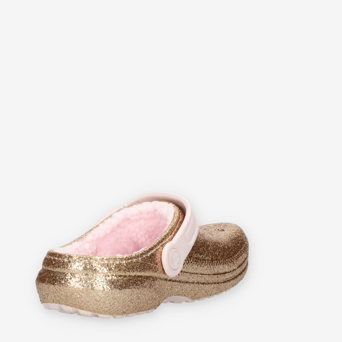 Crocs Classic Lined Glitter Clog Kid Sandali glitterati oro con ecopelliccia