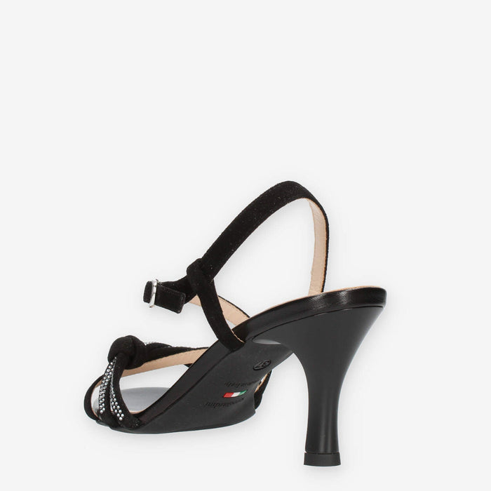 Nero Giardini Sandali neri da donna con tacco e strass