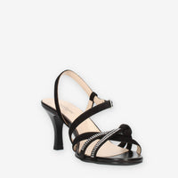 Nero Giardini Sandali neri da donna con tacco e strass