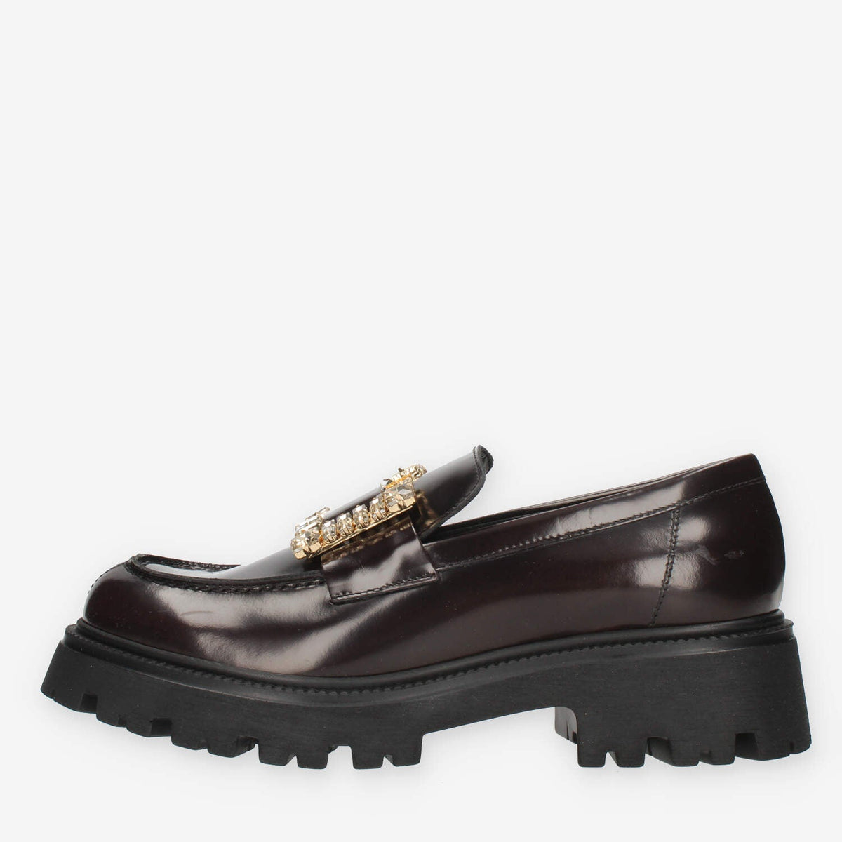 Vsl Mocassini bordeaux da donna con pietre