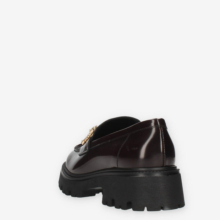 Vsl Mocassini bordeaux da donna con pietre